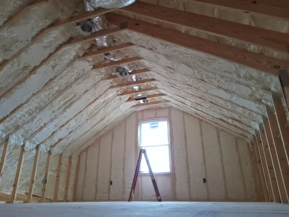 Spray foam roofing application for Crawl Space Insulation project in August